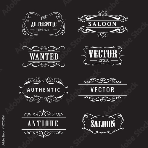 set western badge hand drawn blackboard banners vintage vector