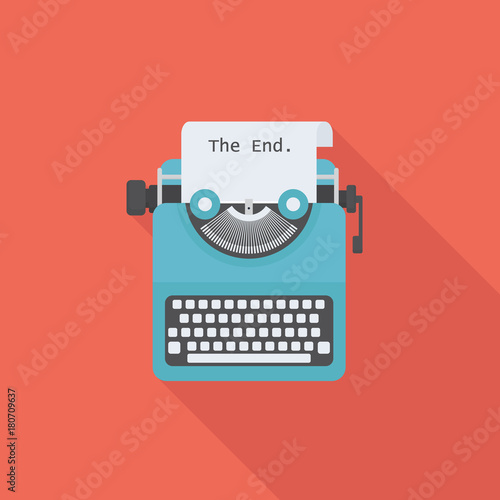 Flat typewriter with long shadow
