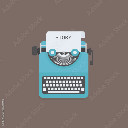 Flat typewriter with Story Word Title