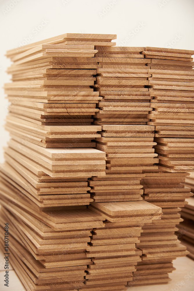 a pile of oak parquet in the apartment a pile of oak parquet in the apartment