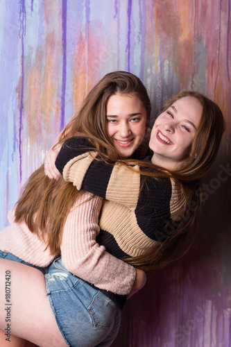 Teen Girls Hugging