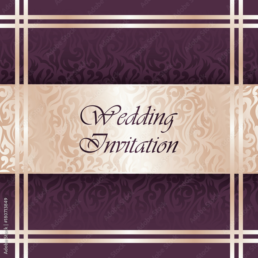 Wedding invitation with floral pattern. Floral background