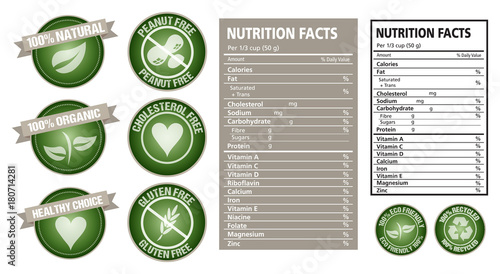Nutrition fact and package label vector