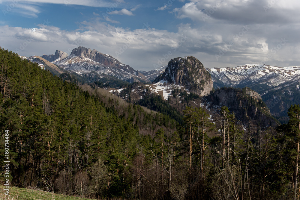 Fototapeta premium The mountain range of the Big Thach natural park. Adygea