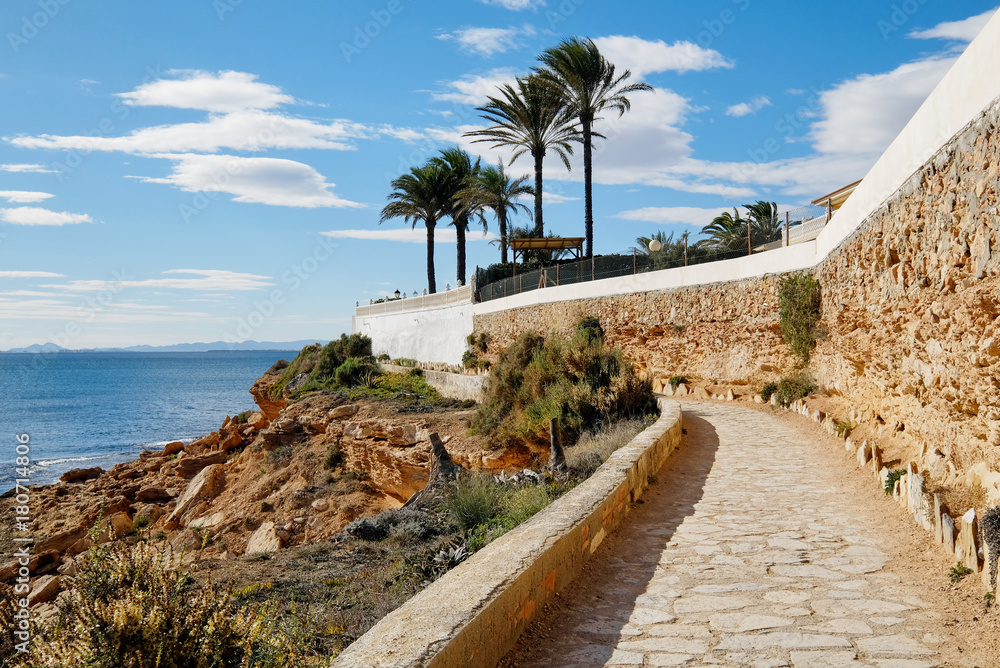 Paved promenade of Cabo Roig. Costa Blanca. Spain