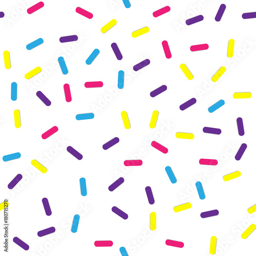 Festival seamless pattern with confetti or donut's glaze, sprinkles. Repeating background, vector illustration