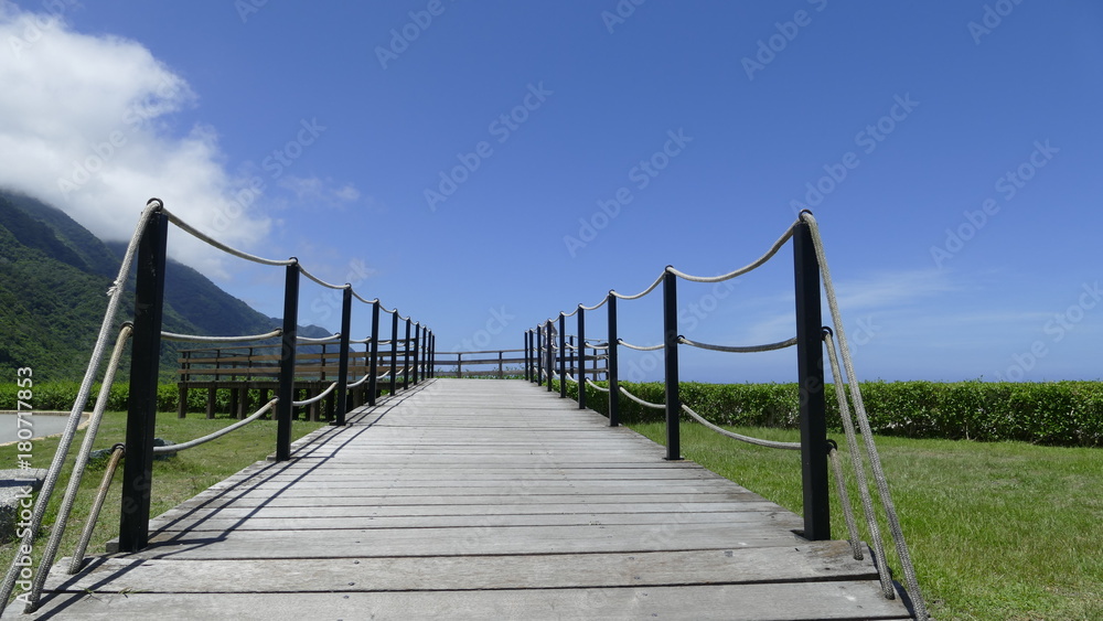 wood made bridge accross the nice green go to other side wood made bridge accross the nice green go to other side