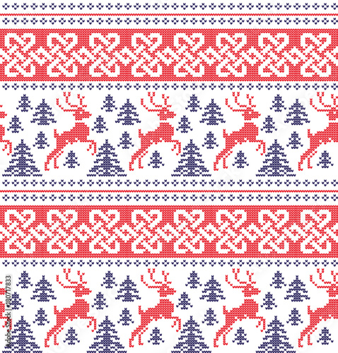 Winter festive Christmas knitted pattern woolen knitted