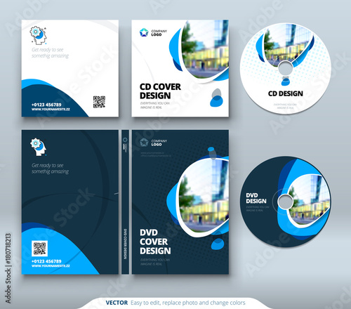 CD envelope, DVD case design. Orange Corporate business template for CD envelope and DVD case. Layout with modern triangle elements and abstract background. Creative vector concept
