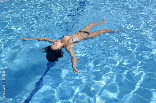 Woman swimming in the pool