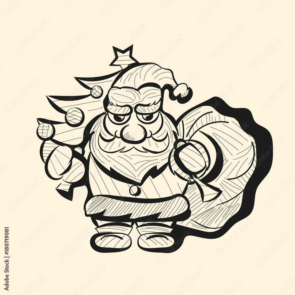 Vector old Santa hand drawn sketch Vector old Santa hand drawn sketch