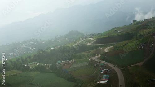 Top View of the road on the mountain . The way go to phutabberk , Thailand photo