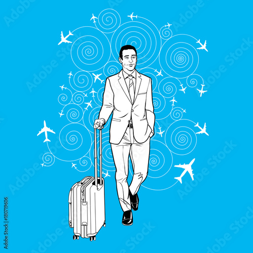 Businessman carrying a luggage 