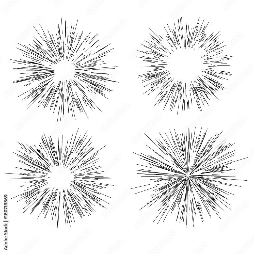 Obraz premium Sun burst, star burst sunshine. Radiating from the center of thin beams, lines. Dynamic style. Abstract explosion, speed motion