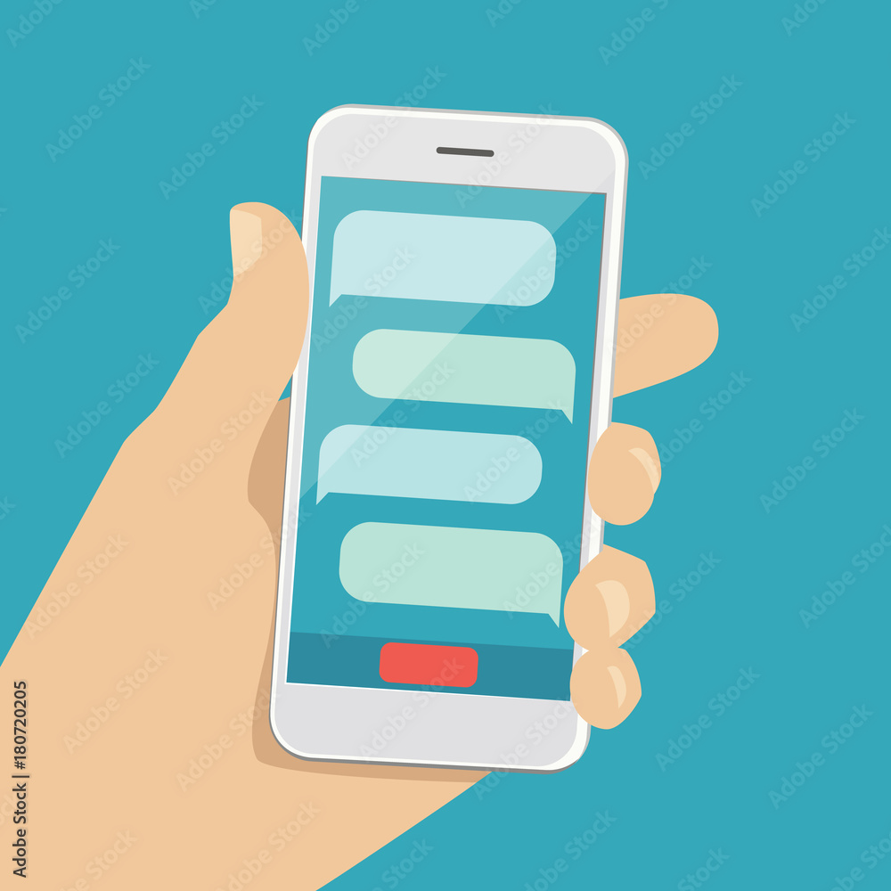Human hand with smartphone. Modern flat design Human hand with smartphone. Modern flat design