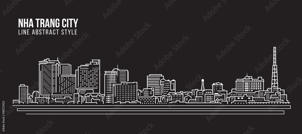 Cityscape Building Line art Vector Illustration design - Nha_Trang_city