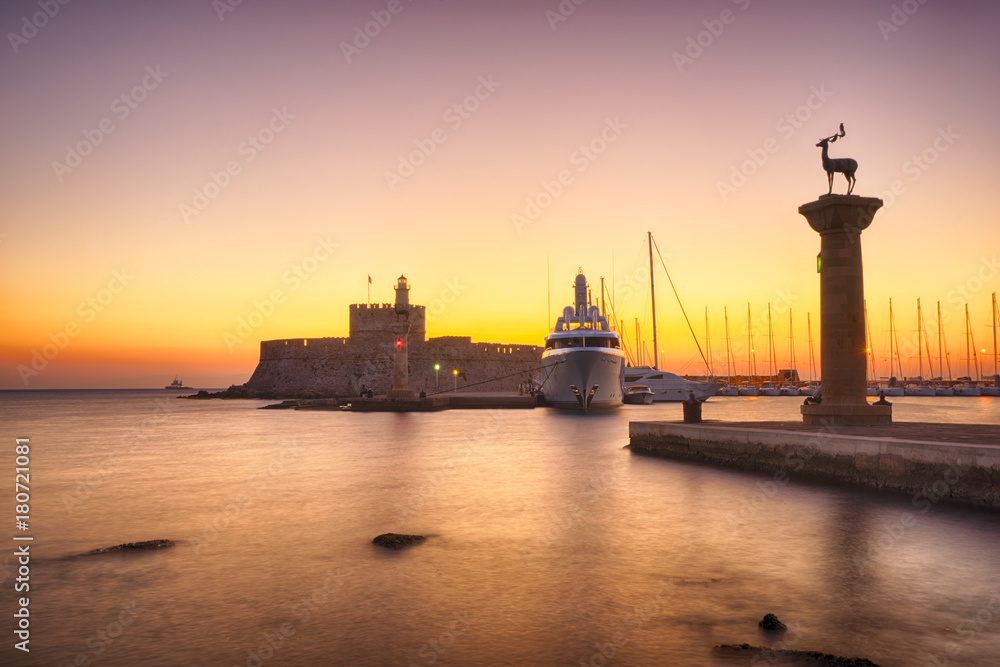 Agios Nikolaos fortress on the Mandraki harbour of Rhodes