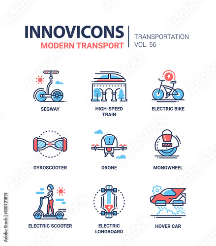 Modern transport - line design icons set
