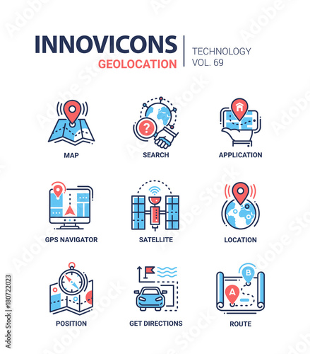 Geolocation - line design icons set