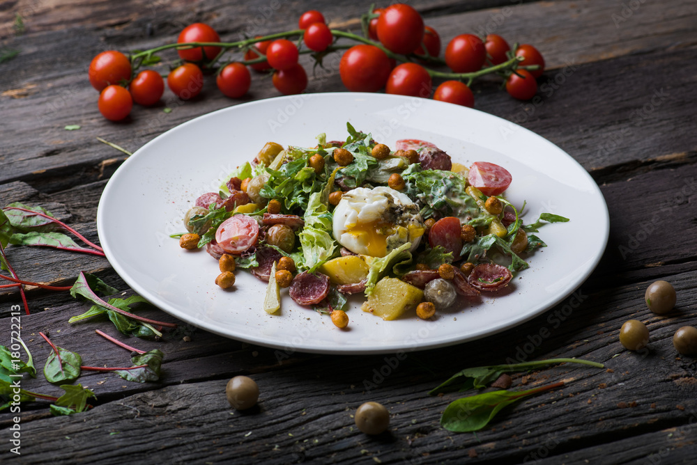 salad with liquid egg salad with liquid egg