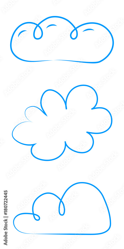 Obraz premium Collection of hand drawn cloud icons. Vector.