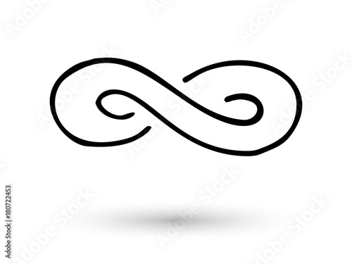 Infinity symbol hand drawn with ink brush