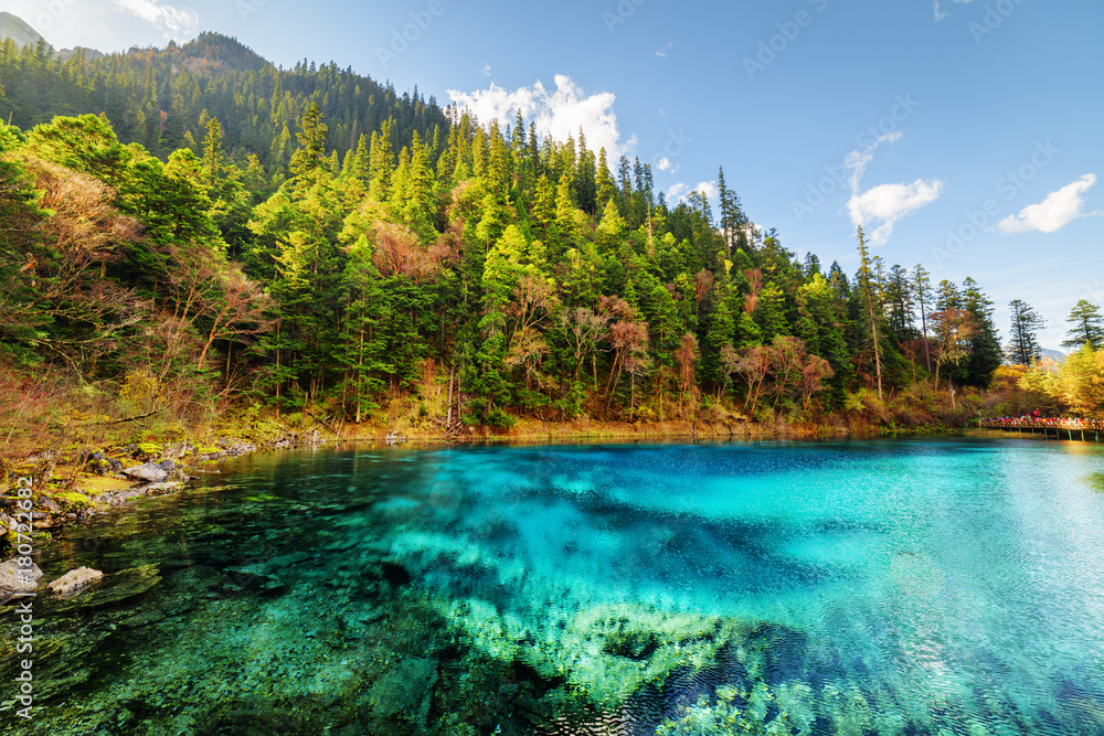 The Five Coloured Pool (the Colorful Pond) with azure water The Five Coloured Pool (the Colorful Pond) with azure water