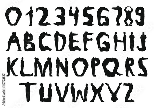Alphabet made from People Silhouettes (Latin)