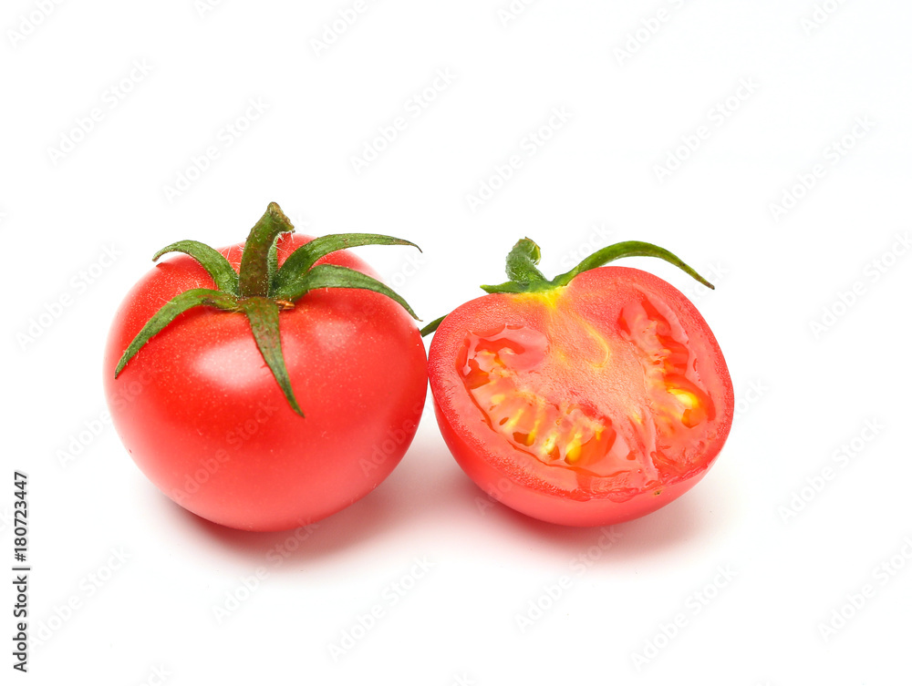 small tomatoes isolated on white background small tomatoes isolated on white background