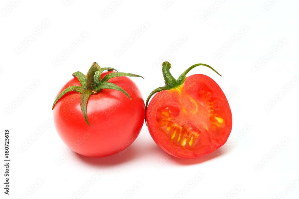 small tomatoes isolated on white background small tomatoes isolated on white background
