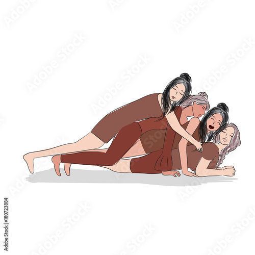 Many diverse women girl have fun together, party, vice squad concept
