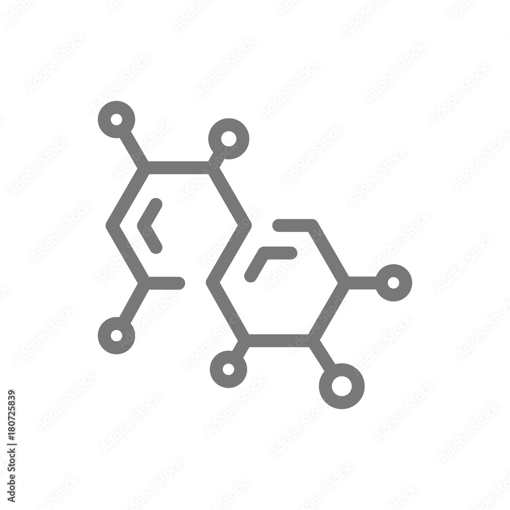 Simple chemistry formula and molecule line icon. Symbol and sign vector illustration design. Isolated on white background - obrazy, fototapety, plakaty 