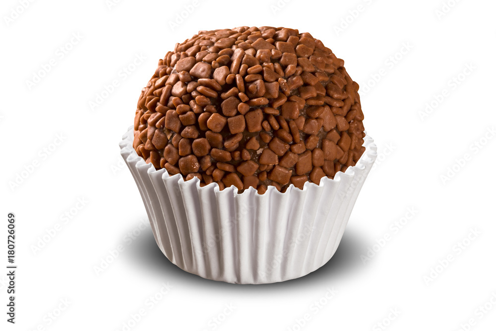 Traditional Brazilian brigadeiro isolated on white background