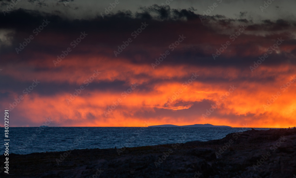 Burning clouds of Namtso in Tibet, China