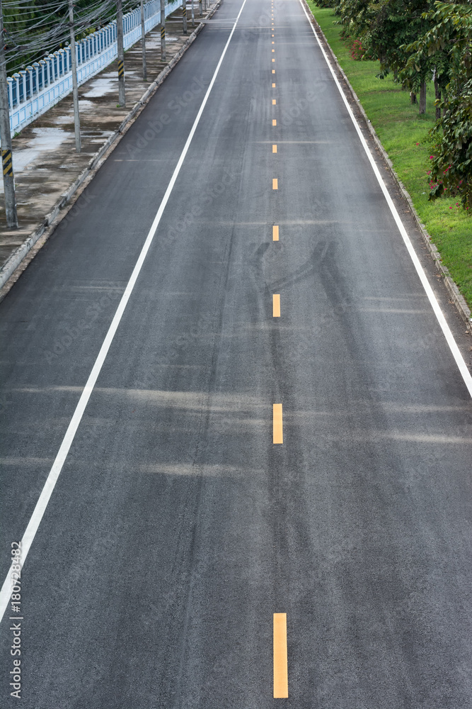 Top View Road and footpath.