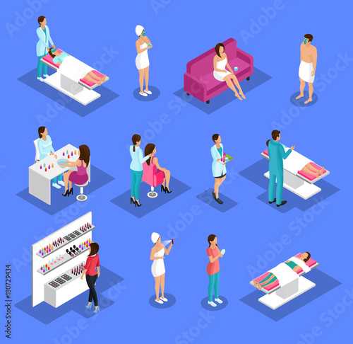 Isometric People And Cosmetology Set