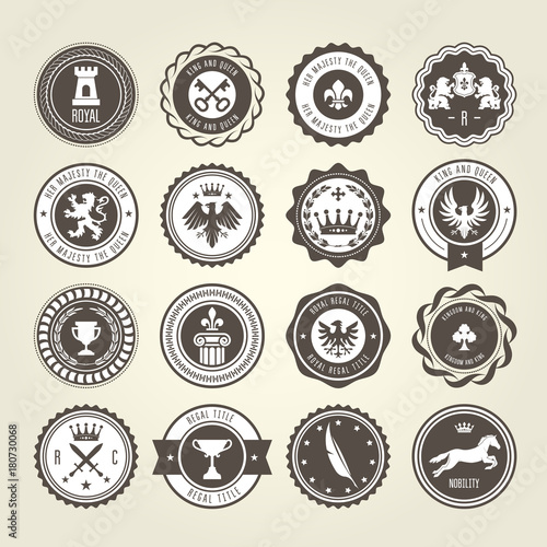 Emblems, blazons and heraldic badges - round labels