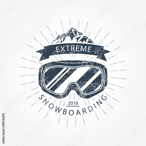 Ski goggles and mountains - ski resort emblem