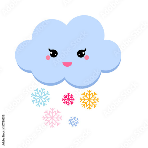 Cute cloud snowfall. Vector illustration for kids. isolated design children. baby shower winter cloud