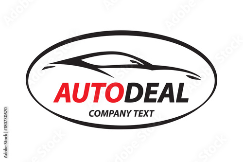 Automotive dealer concept logo design with sports car vehicle silhouette. Vector illustration