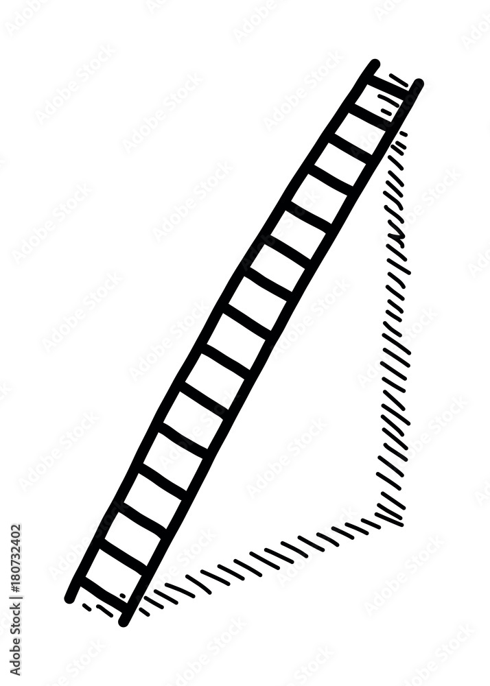 long ladder / cartoon vector and illustration, black and white, hand drawn, sketch style, isolated on white background.