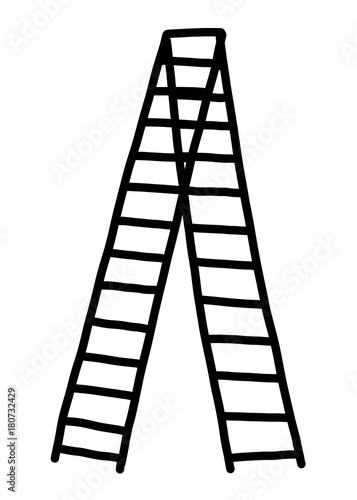long ladder / cartoon vector and illustration, black and white, hand drawn, sketch style, isolated on white background.