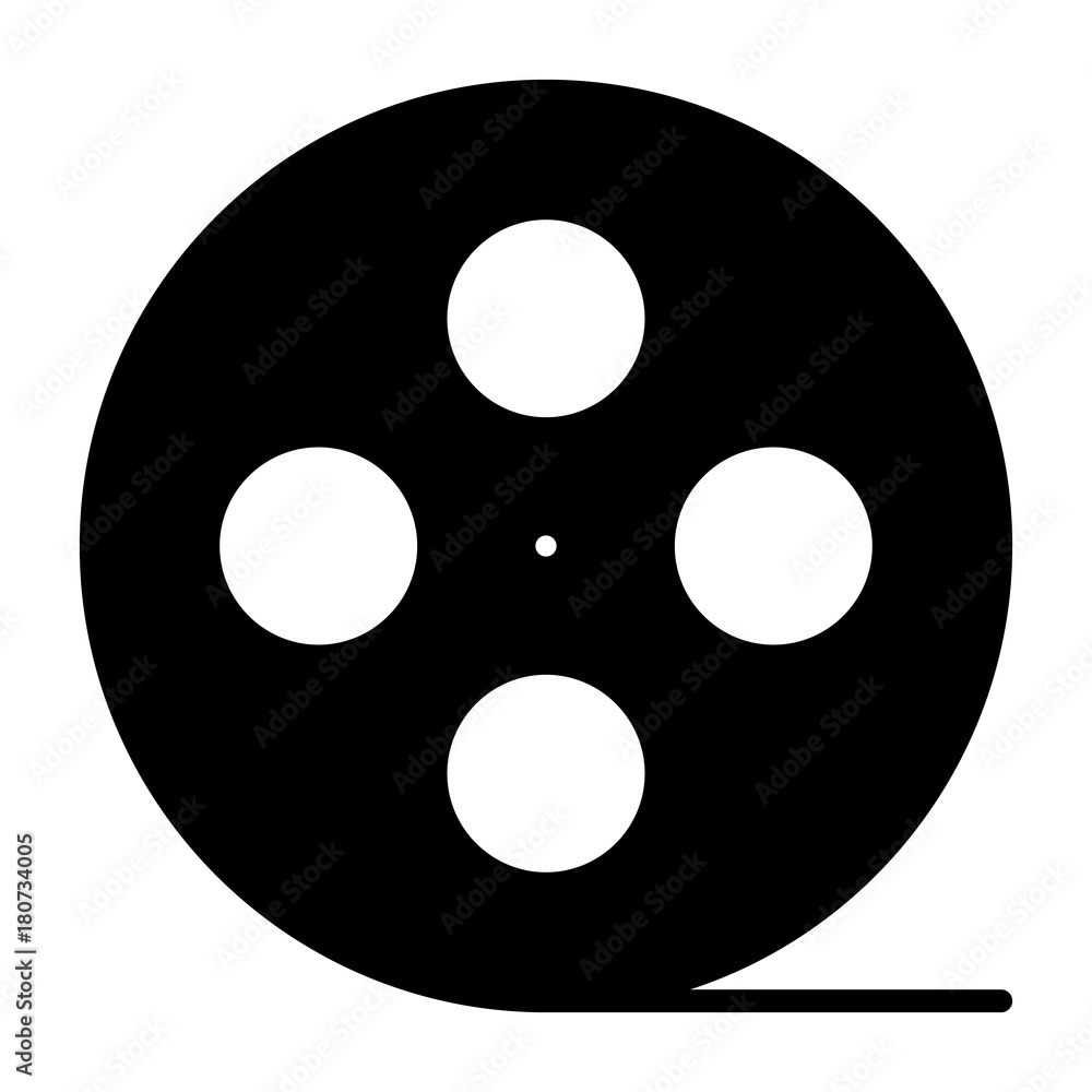 Obraz premium Film reel silhouette icon. Cinema production symbol. Vector illustration