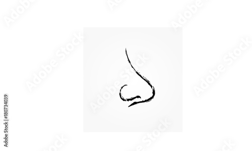 Nose line icon with artistic brush