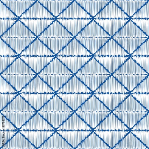 Sashiko seamless indigo dye pattern with traditional white Japanese embroidery