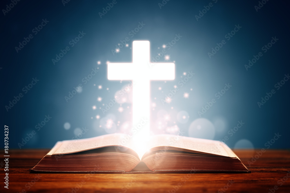 Holy bible with cross