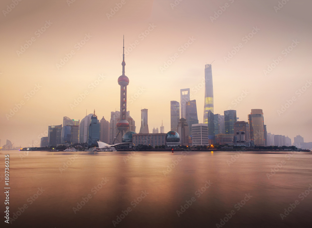 Shanghai cityscape and skyline at sunrise