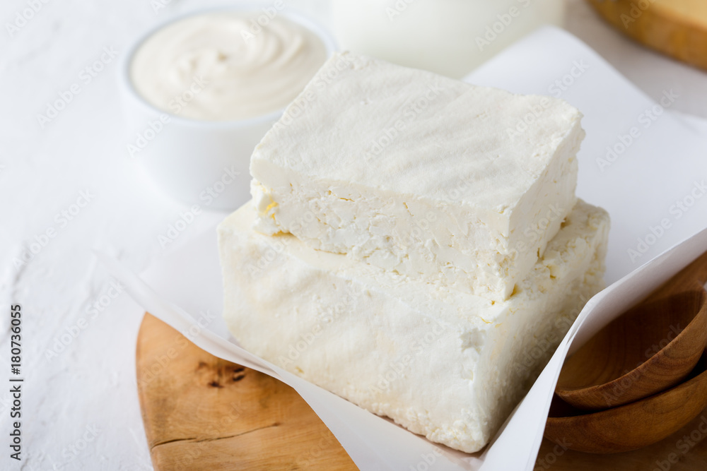Curd cheese. Fresh organic dairy products Curd cheese. Fresh organic dairy products