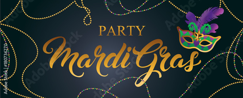 Mardi Gras mask, colorful poster, banner template. Vector illustration.