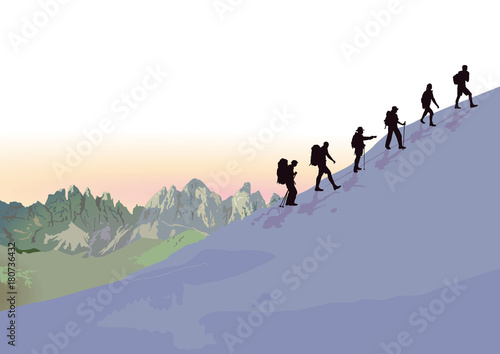 Bergwandern in der Gruppe